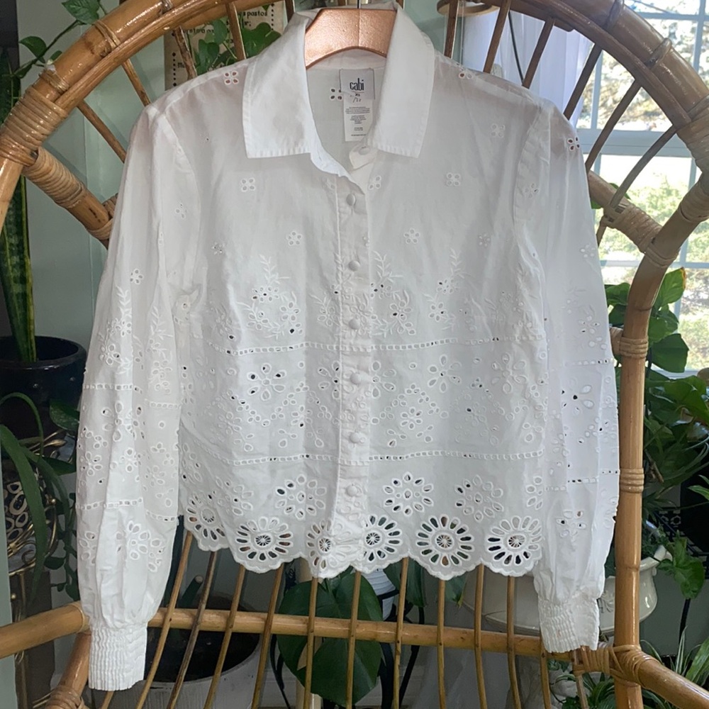 Cabi embroidery White blouse